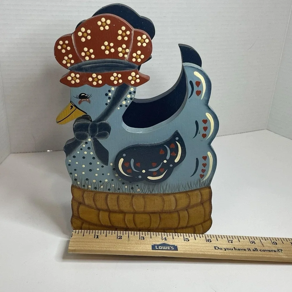 Vintage Chicken Napkin/Plate Holder HandPainted Country Handpainted Granny Core